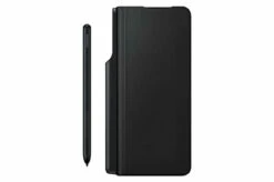 Samsung - Leather Folio Case With S Pen For Samsung Galaxy Z Fold3 5G - Black