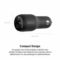 Belkin - Boost Up Charge Dual Port USB A PD Car Charger 37W With PPS - Black -FusionElectronix Sales Store 311453GTMBL 68213.1648161578