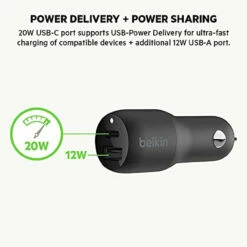 Belkin - Boost Charge USB C And USB A Dual Port Car Charger 32W - Black -FusionElectronix Sales Store 419X1PSU6tS 62960.1648153346