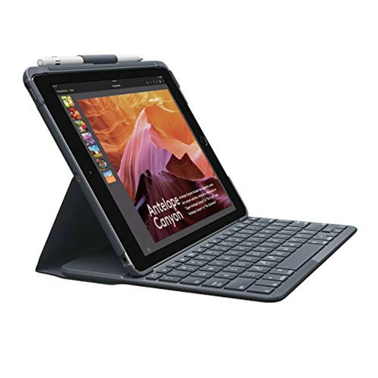 Logitech Slim Folio With Integrated Bluetooth Keyboard For IPad (5th And 6th Generation) Black 1 Logitech Slim Folio With Integrated Bluetooth Keyboard For IPad (5th And 6th Generation) Black