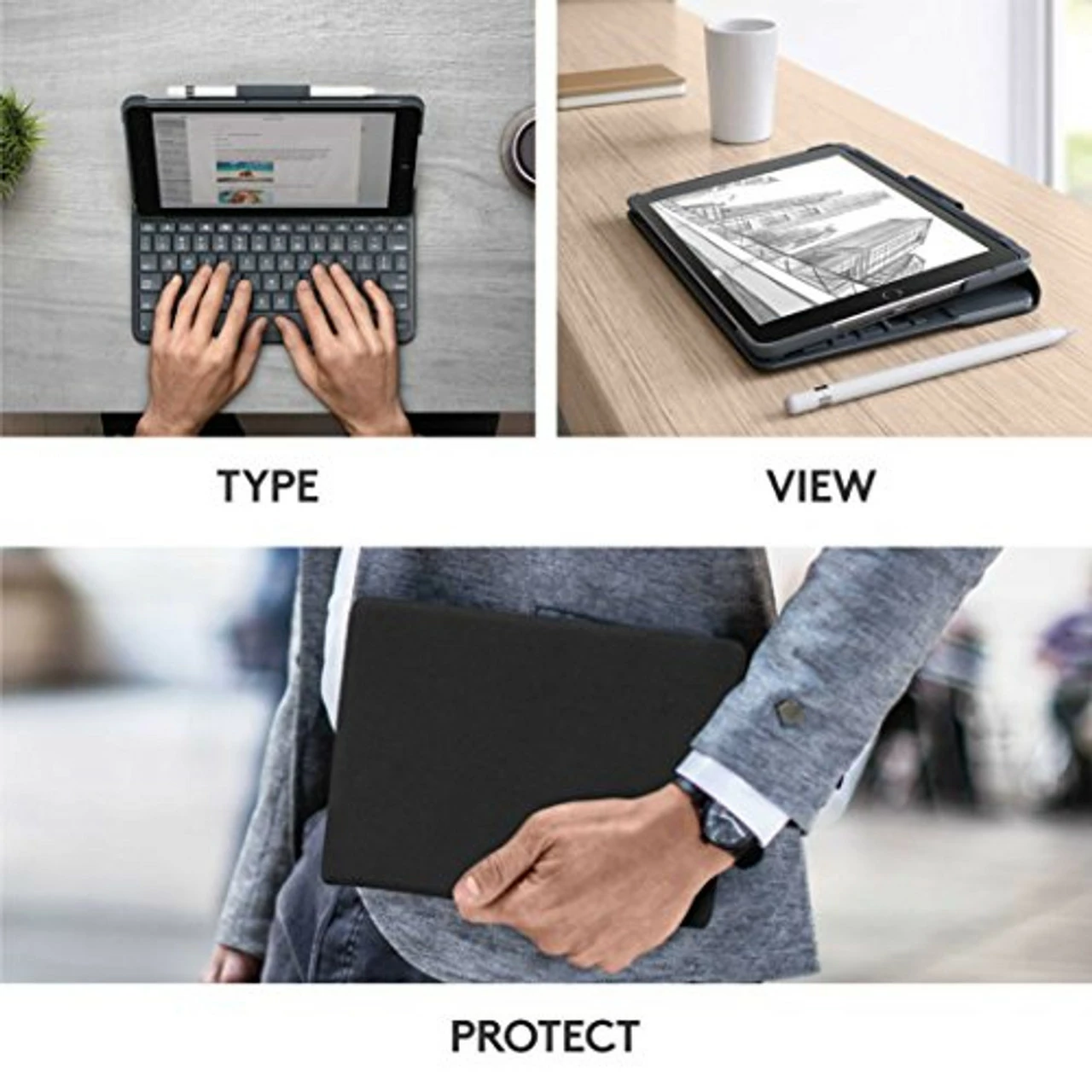 Logitech Slim Folio With Integrated Bluetooth Keyboard For IPad (5th And 6th Generation) Black 5 Logitech Slim Folio With Integrated Bluetooth Keyboard For IPad (5th And 6th Generation) Black - Image 5