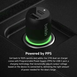 Belkin - Boost Up Charge Dual Port USB A PD Car Charger 37W With PPS - Black -FusionElectronix Sales Store 51WuyKCJLPL 14168.1648161578